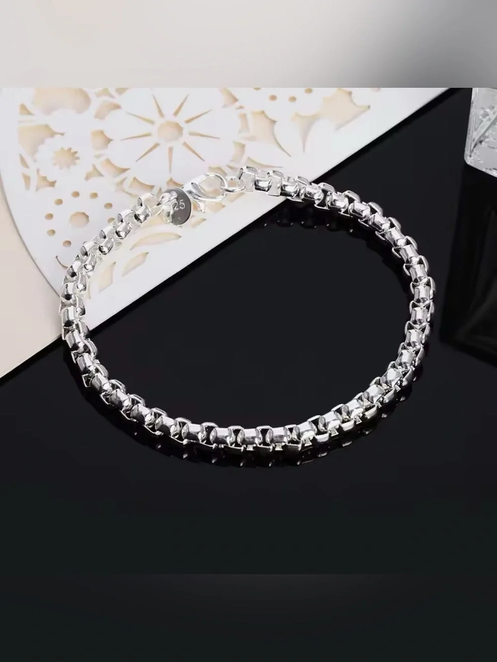 Italian Luxury Boutique 925 Sterling Silver Chain Bracelet Set 2 Pc NWOT